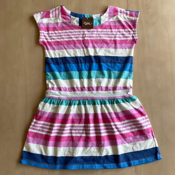 Tea Collection Girl's 100% Cotton Striped Sleeveless Dress - Size 6 - Picture 2 of 6